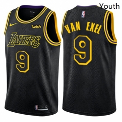 Youth Nike Los Angeles Lakers 9 Nick Van Exel Swingman Black NBA Jersey City Edition 