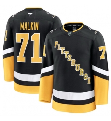 Men Pittsburgh Penguins 71 Evgeni Malkin Black 2024 25 Alternate Stitched Hockey Jersey