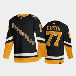 Men Pittsburgh Penguins 77 Jeff Carter 2021 2022 Black Stitched Jersey