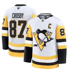 Men Pittsburgh Penguins 87 Sidney Crosby White 2024 25 Away Stitched Hockey Jersey