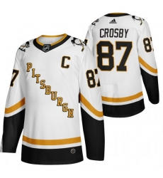 Men Pittsburgh Penguins 87 Sidney Crosby White Adidas 2020 21 Reverse Retro Alternate NHL Jersey