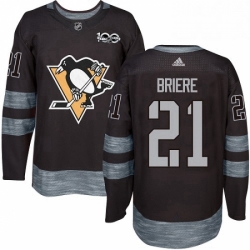 Mens Adidas Pittsburgh Penguins 21 Michel Briere Authentic Black 1917 2017 100th Anniversary NHL Jersey 