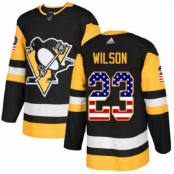 Mens Adidas Pittsburgh Penguins 23 Scott Wilson Authentic Black USA Flag Fashion NHL Jersey 