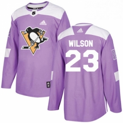 Mens Adidas Pittsburgh Penguins 23 Scott Wilson Authentic Purple Fights Cancer Practice NHL Jersey 