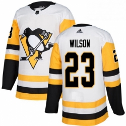 Mens Adidas Pittsburgh Penguins 23 Scott Wilson Authentic White Away NHL Jersey 