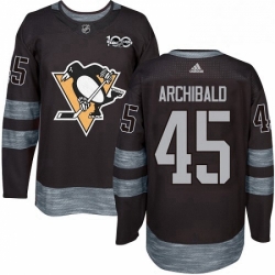 Mens Adidas Pittsburgh Penguins 45 Josh Archibald Authentic Black 1917 2017 100th Anniversary NHL Jersey 