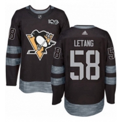 Mens Adidas Pittsburgh Penguins 58 Kris Letang Authentic Black 1917 2017 100th Anniversary NHL Jersey 