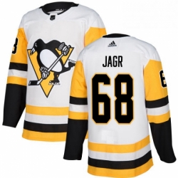 Mens Adidas Pittsburgh Penguins 68 Jaromir Jagr Authentic White Away NHL Jersey 