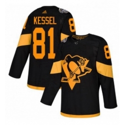 Mens Adidas Pittsburgh Penguins 81 Phil Kessel Black Authentic 2019 Stadium Series Stitched NHL Jersey 