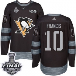 Penguins #10 Ron Francis Black 1917 2017 100th Anniversary Stanley Cup Final Patch Stitched NHL Jersey