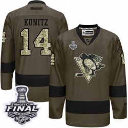 Penguins #14 Chris Kunitz Green Salute to Service 2017 Stanley Cup Final Patch Stitched NHL Jersey