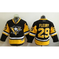 Penguins #29 Marc Andre Fleury Black Alternate Stitched Youth NHL Jersey