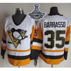 Penguins #35 Tom Barrasso White Black CCM Throwback 2017 Stanley Cup Finals Champions Stitched NHL Jersey