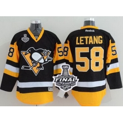 Penguins #58 Kris Letang Black Alternate 2017 Stanley Cup Final Patch Stitched NHL Jersey