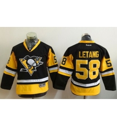 Penguins #58 Kris Letang Black Alternate Stitched Youth NHL Jersey