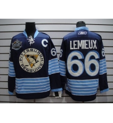 Penguins #66 Mario Lemieux Stitched Dark Blue 2011 Winter Classic Vintage NHL Jersey