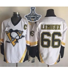 Penguins #66 Mario Lemieux White CCM Throwback 2017 Stanley Cup Finals Champions Stitched NHL Jersey