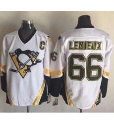 Penguins  #66 Mario Lemieux White CCM Throwback Stitched NHL Jersey