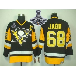 Penguins #68 Jaromir Jagr Black CCM Throwback 2017 Stanley Cup Finals Champions Stitched NHL Jersey