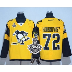 Penguins #72 Patric Hornqvist Gold 2017 Stadium Series Stanley Cup Final Patch Stitched NHL Jersey