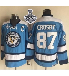 Penguins #87 Sidney Crosby Blue Alternate CCM Throwback 2017 Stanley Cup Final Patch Stitched NHL Jersey