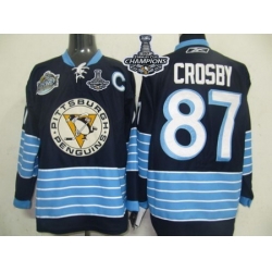 Penguins #87 Sidney Crosby Dark Blue 2011 Winter Classic Vintage 2017 Stanley Cup Finals Champions Stitched NHL Jersey