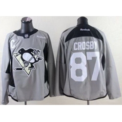 Penguins #87 Sidney Crosby Grey Practice Stitched NHL Jersey