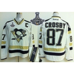 Penguins #87 Sidney Crosby White 2014 Stadium Series Autographed 2017 Stanley Cup Finals Champions Stitched NHL Jersey