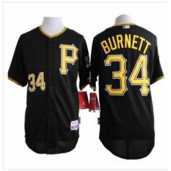 Pittsburgh Pirates #34 A. J. Burnett Black Cool Base Stitched Baseball Jersey