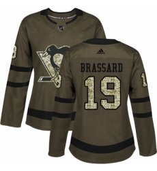 Womens Adidas Pittsburgh Penguins 19 Derick Brassard Authentic White Pink Fashion NHL Jersey 