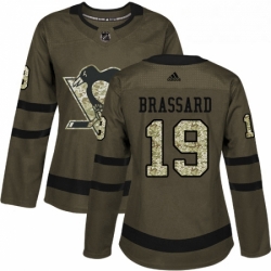 Womens Adidas Pittsburgh Penguins 19 Derick Brassard Authentic White Pink Fashion NHL Jersey 