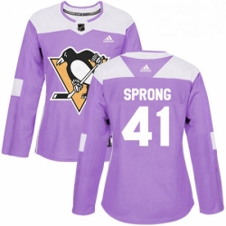 Womens Adidas Pittsburgh Penguins 41 Daniel Sprong Authentic Purple Fights Cancer Practice NHL Jersey 