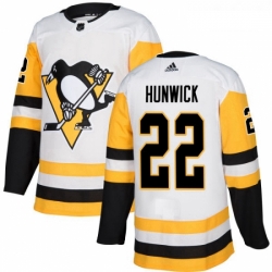 Youth Adidas Pittsburgh Penguins 22 Matt Hunwick Authentic White Away NHL Jersey 