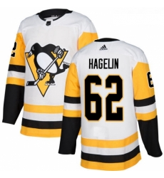 Youth Adidas Pittsburgh Penguins 62 Carl Hagelin Authentic White Away NHL Jersey 