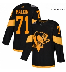 Youth Adidas Pittsburgh Penguins 71 Evgeni Malkin Black Authentic 2019 Stadium Series Stitched NHL Jersey 