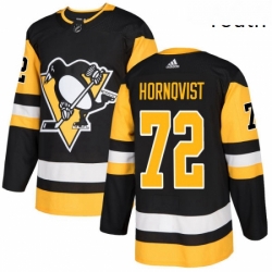 Youth Adidas Pittsburgh Penguins 72 Patric Hornqvist Authentic Black Home NHL Jersey 