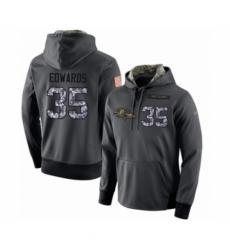 Football Mens Baltimore Ravens 35 Gus Edwards Stitched Black Anthracite Salute to Service Player Performance Hoodie