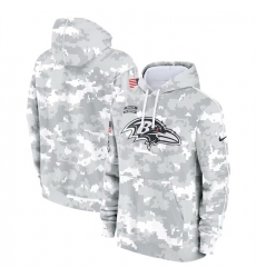 Men Baltimore Ravens 2024 Arctic Camo Salute To Service Club Fleece Pullover Stitched Hoodie