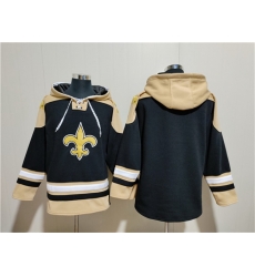 Men New Orleans Saints Blank Black Ageless Must Have Lace Up Pullover Hoodie