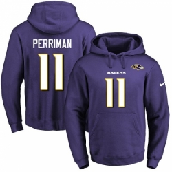 NFL Mens Nike Baltimore Ravens 11 Breshad Perriman Purple Name Number Pullover Hoodie