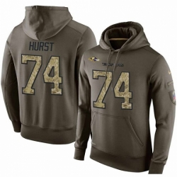 NFL Nike Baltimore Ravens 74 James Hurst Green Salute To Service Mens Pullover Hoodie