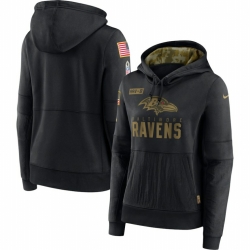 Women Baltimore Ravens Nike 2020 Salute to Service Performance Pullover Hoodie Black