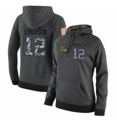 NFL Womens Nike Cincinnati Bengals 12 Alex Erickson Stitched Black Anthracite Salute to Service Player Performance Hoodie