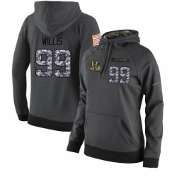 NFL Womens Nike Cincinnati Bengals 99 Jordan Willis Stitched Black Anthracite Salute to Service Player Performance Hoodie