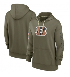 Women Cincinnati Bengals 2022 Olive Salute To Service Therma Performance Pullover Hoodie