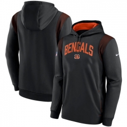 Men Cincinnati Bengals Black Sideline Stack Performance Pullover Hoodie 001