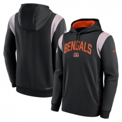 Men Cincinnati Bengals Black Sideline Stack Performance Pullover Hoodie 002