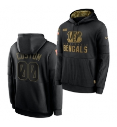 Men Custom Men Cincinnati Bengals 2020 Salute To Service Black Sideline Performance Pullover Hoodie