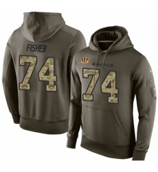 NFL Nike Cincinnati Bengals 74 Jake Fisher Green Salute To Service Mens Pullover Hoodie