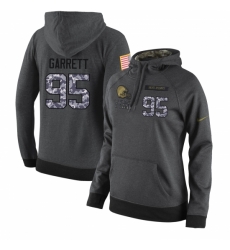 NFL Womens Nike Cleveland Browns 95 Myles Garrett Stitched Black Anthracite Salute to Service Player Performance Hoodie